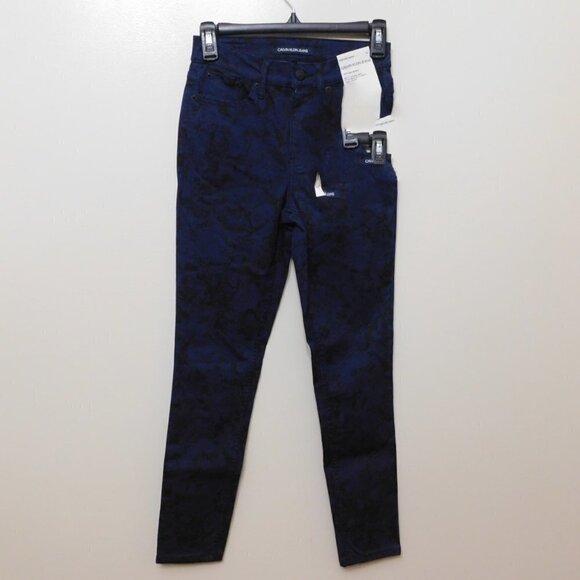 JR65 Calvin Klein Jeans Blue Python-Print High-Rise Skinny Jeans Size 27 x 27 - Picture 2 of 2